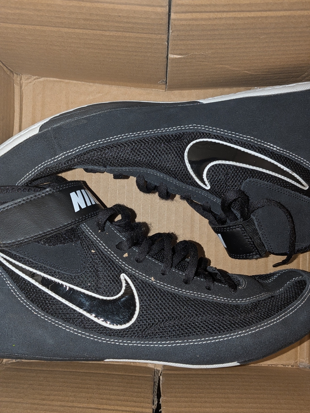 Nike Men’s Black Wrestling Shoes with White Swoosh